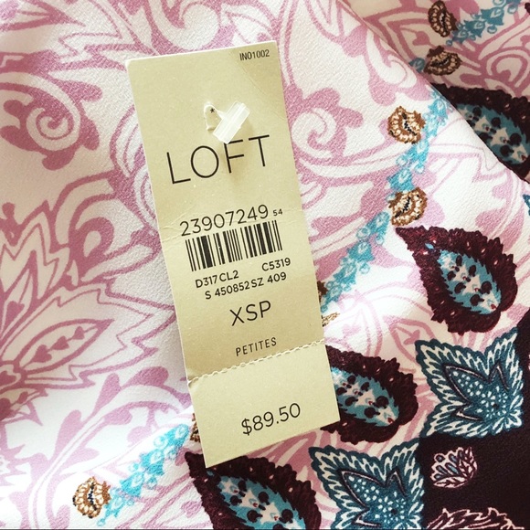 NWT Loft Light Pink Multi Boho Off Shoulder Halter Tie Dress XSP - Picture 6 of 16